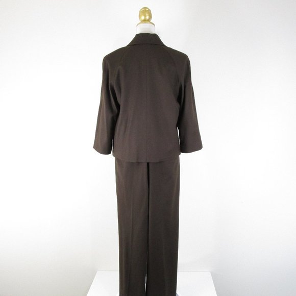 SOLDTalbots Solid Dark Brown Wool Pant Suit 10 Formal Career - Picture 10 of 11